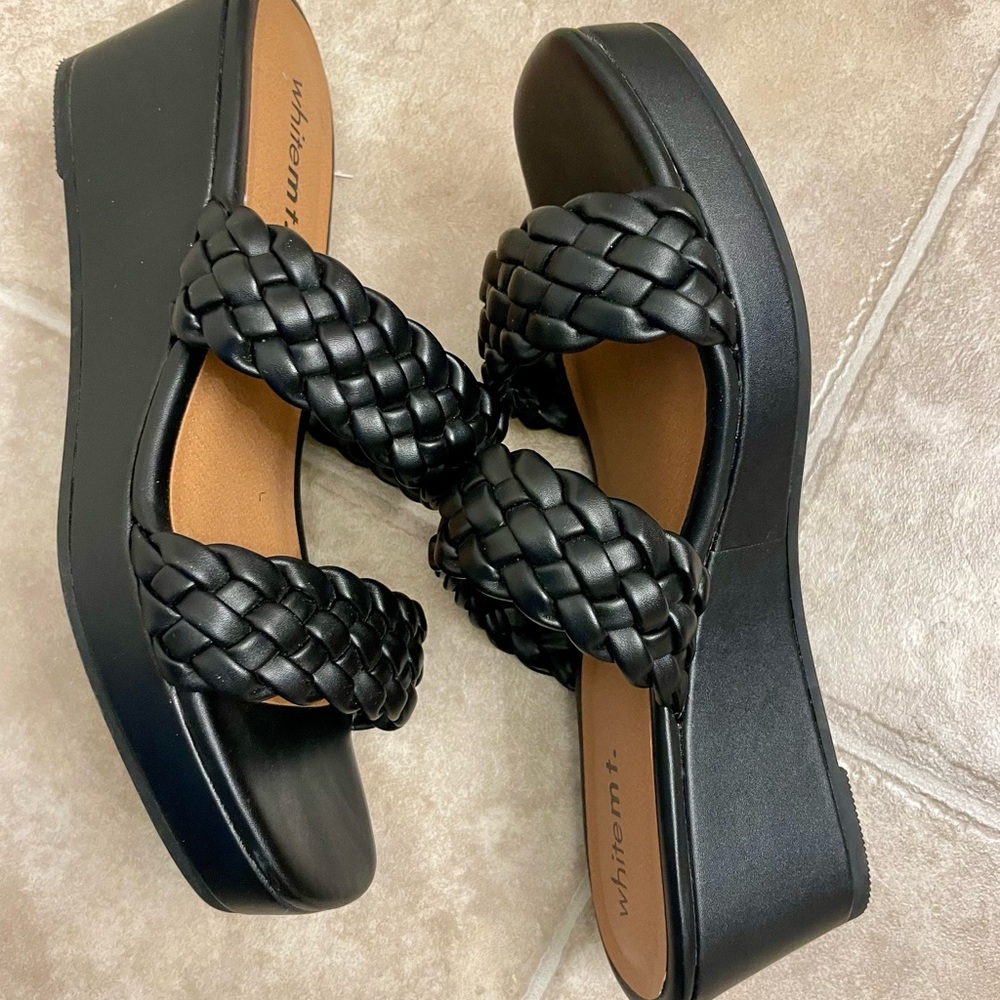 Black Braided Wedge Sandals - Picture 5 of 5